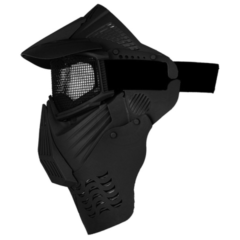 G-Force Tactical Airsoft Face Mask w/ Wire Mesh Lens & Visor - BLACK