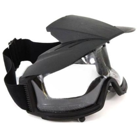 G-Force Airsoft Clear Lens High-Impact Rated Goggles w/ Visor - BLACK