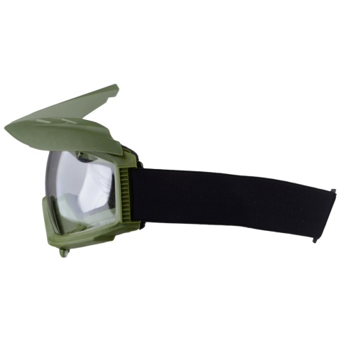 G-Force Airsoft Clear Lens High-Impact Rated Goggles w/ Visor - GREEN