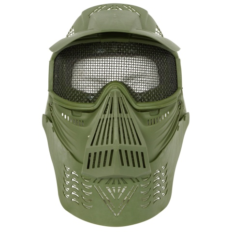 G-Force KING Full Face Extended Mesh Face Mask w/ Visor - OD GREEN