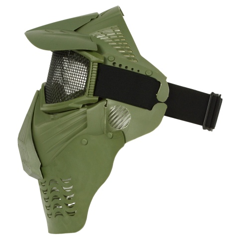 G-Force KING Full Face Extended Mesh Face Mask w/ Visor - OD GREEN