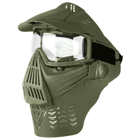 G-Force KING Full Face Extended Clear Face Mask w/ Visor - OD GREEN