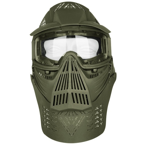 G-Force KING Full Face Extended Clear Face Mask w/ Visor - OD GREEN