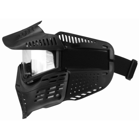 G-Force TSD Tactical Full Face Clear Face Mask w/ Visor - BLACK