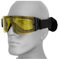 Lancer Tactical Airsoft Frameless Safety Goggles w/ Single Yellow Lens - BLACK