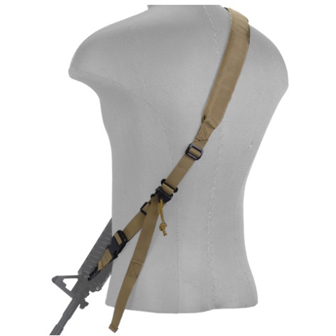Lancer Tactical Airsoft Quick Detach 2-Point Padded Weapon Sling - TAN