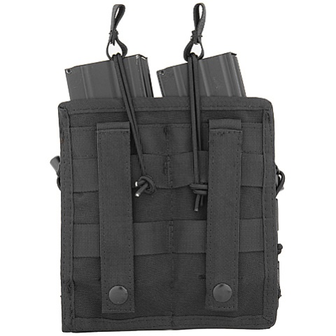 Lancer Tactical Airsoft Bungee Open Top Quad M4 Mag Pouch - BLACK