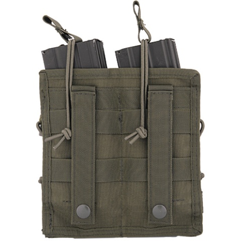 Lancer Tactical Airsoft Bungee Open Top Quad M4 Mag Pouch - OD GREEN