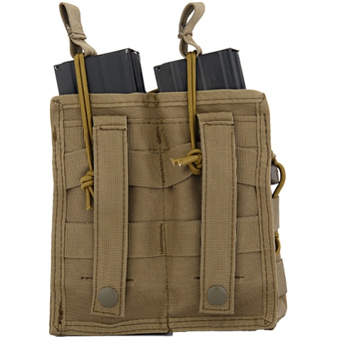Lancer Tactical Airsoft Bungee Open Top Quad M4 Mag Pouch - TAN