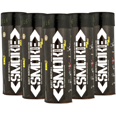 Enola Gaye Pack of 5 Twin Vent Burst High Output Airsoft Wire Pull Smoke Grenade (Color: White)