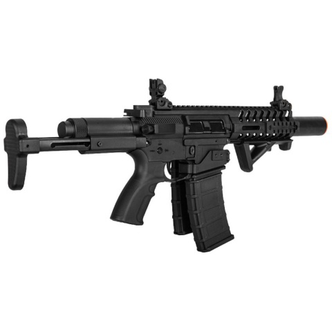 Lancer Tactical Airsoft M4 AEG Mini PDW w/ Suppressor - BLACK