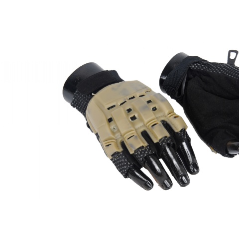 AMA Tactical Airsoft Half Finger XL Armored Gloves - TAN
