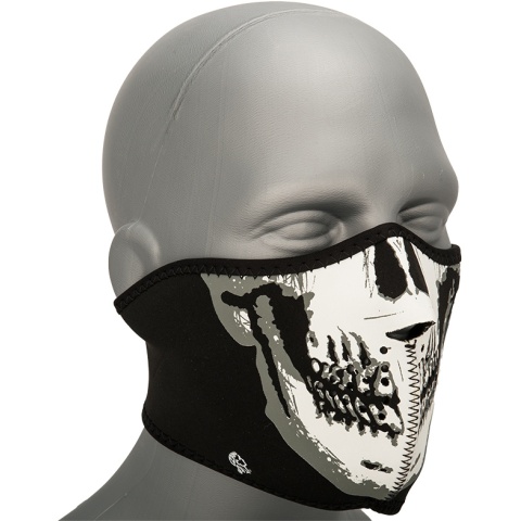 Zan Headgear Airsoft Glow in the Dark Half Mask - SKULL FACE