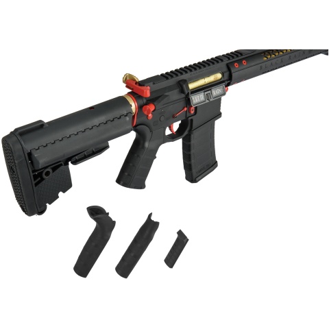 King Arms BRO M4 Fallout 15 Airsoft AEG Rifle - BLACK/RED/GOLD