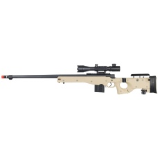 WellFire Airsoft L96 Bolt Action Tri Rail Rifle w/ Scope & Barrel - TAN