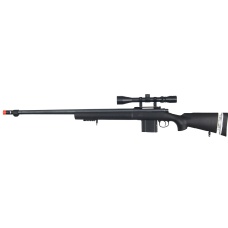 WellFire Airsoft M24 Bolt Action Tri Rail Rifle w/ Scope & Barrel - BLACK