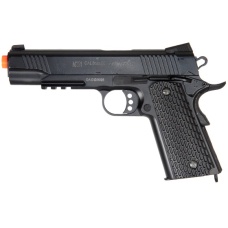 UK Arms Airsoft DE Metal Spring Pistol w/ Accessory Rail - BLACK