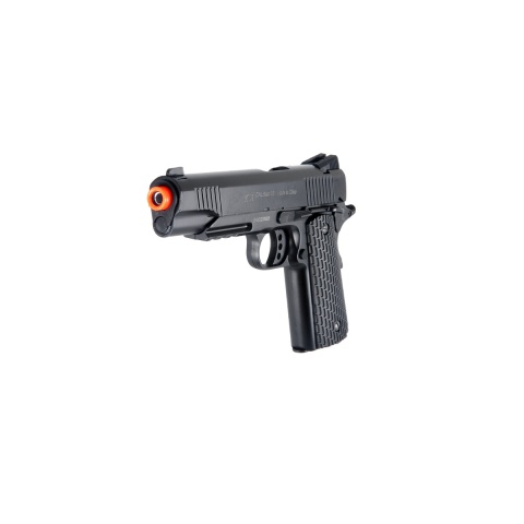UK Arms Airsoft DE Metal Spring Pistol w/ Accessory Rail - BLACK