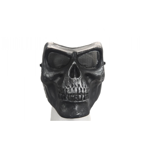 UK Arms Airsoft Mesh Skull Full Face Mask Gen 2 - SILVER/BLACK