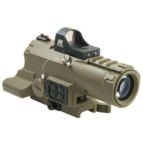 NcStar ECO 4x34 Micro Green Dot Scope w/ Laser & Navigation Pod - TAN