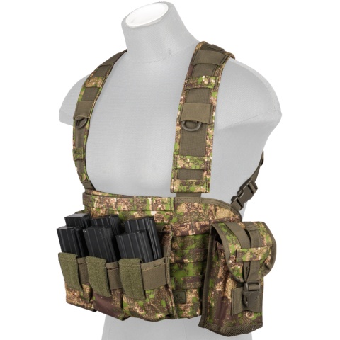 Lancer Tactical Airsoft M4 MOLLE Modular Chest Rig - PC GREEN