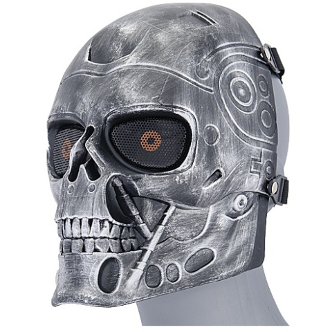 UK Arms Airsoft Terminator Tactical Mask - SILVER/BLACK