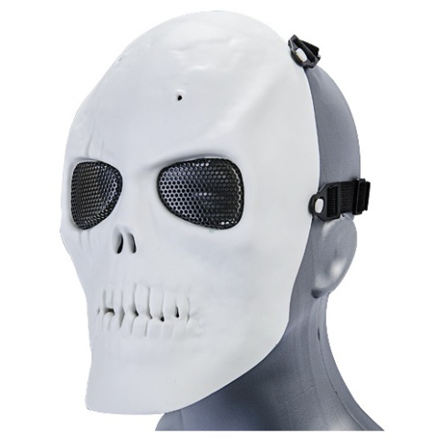 UK Arms Airsoft Mesh Scarred Skull Full Face Mask - WHITE