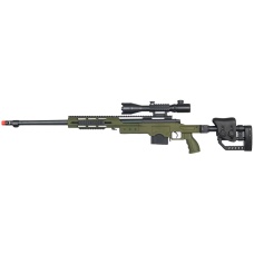 WELL Airsoft MB4411GA2 Bolt Rifle w/ Scope & Fluted Barrel - OD GREEN