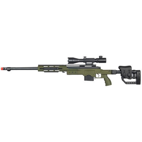 WELL Airsoft MB4411GA2 Bolt Rifle w/ Scope & Fluted Barrel - OD GREEN