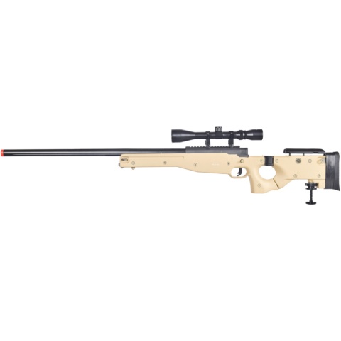 WELL Airsoft MB08TA AWP Bolt Rifle w/ Folding Stock & Scope - TAN