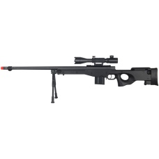 WellFire Airsoft L96 Fluted Bolt Action Illuminated Scope Rifle - BLACK