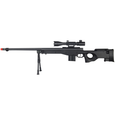 WellFire Airsoft L96 Fluted Bolt Action Illuminated Scope Rifle - BLACK