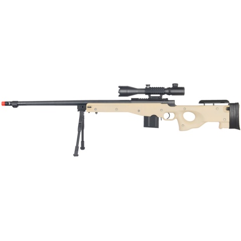 UK Arms Airsoft L96 Bolt Action Fluted Rifle w/ Bi-pod and Scope - TAN