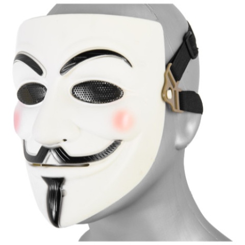 UK Arms Shock Resistant Guy Fawkes Full Face Mask - WHITE