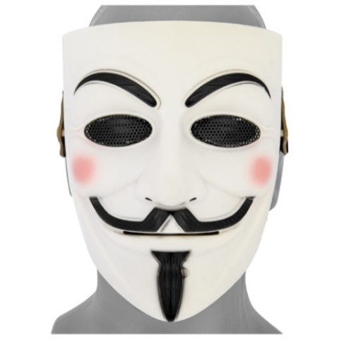 UK Arms Shock Resistant Guy Fawkes Full Face Mask - WHITE