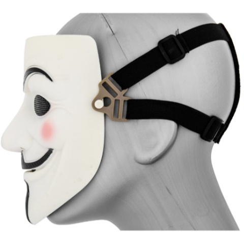 UK Arms Shock Resistant Guy Fawkes Full Face Mask - WHITE