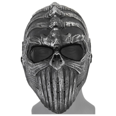 UK Arms Shock Resistant Vertabral Full Face Mask - SILVER/BLACK