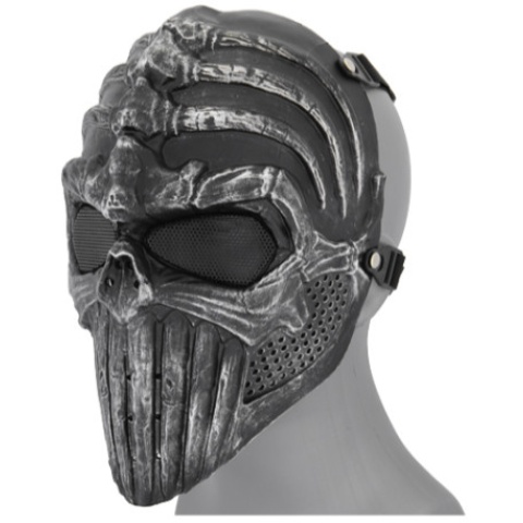 UK Arms Shock Resistant Vertabral Full Face Mask - SILVER/BLACK
