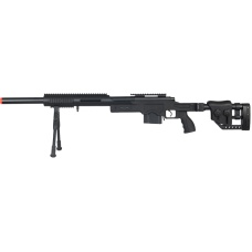 Well Airsoft M24 Bolt Action Rifle w/ Fiber Stock & Bipod - BLACK