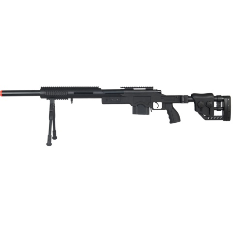Well Airsoft M24 Bolt Action Rifle w/ Fiber Stock & Bipod - BLACK