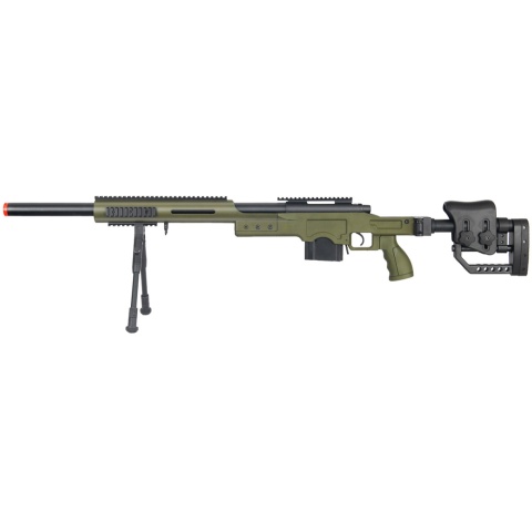 Well Airsoft M24 Bolt Action Rifle w/ Fiber Stock & Bipod - OD GREEN