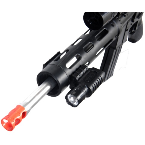 UK Arms Airsoft Spring Rifle w/ Attachments & Pistol Combo - BLACK