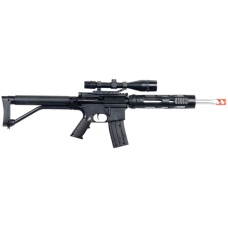 UK Arms Airsoft Spring Rifle w/ Attachments & Pistol Combo - BLACK