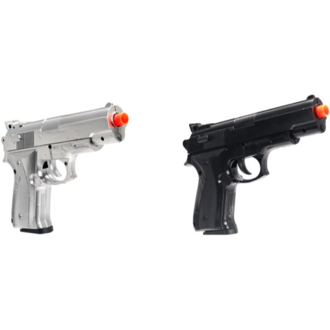 UK Arms Dual Wield Airsoft Spring Pistols Combo - BLACK/SILVER
