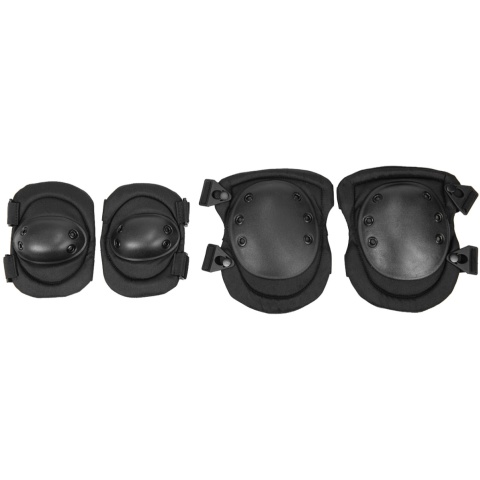 Lancer Tactical Airsoft Non-Slip Elbow & Knee Pad Set - BLACK