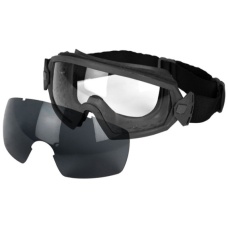 UK Arms Airsoft Tactical Clear/Smoke Lens Goggle Set - BLACK