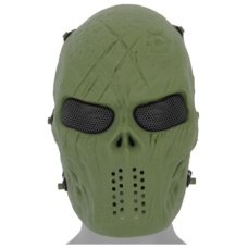 UK Arms Airsoft Villain Skull Full Face Mesh Mask - OD GREEN