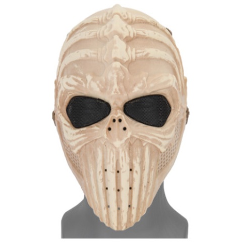 UK Arms Airsoft Tactical Vertabral Full Face Mesh Mask - SKELETON