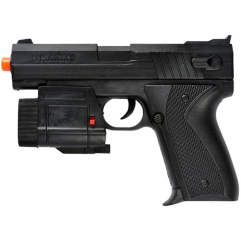 UK Arms Airsoft Spring Powered Laser Flashlight Pistol - BLACK