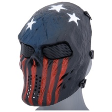 UK Arms Airsoft Villain Skull Full Face Mesh Mask - STARS STRIPES